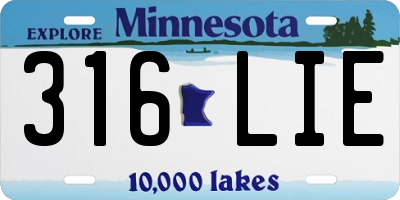 MN license plate 316LIE