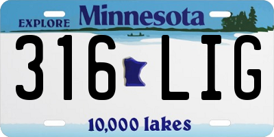 MN license plate 316LIG