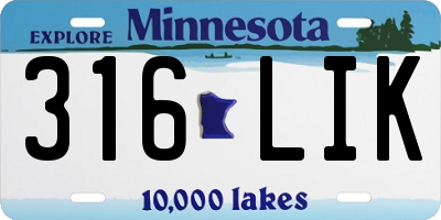 MN license plate 316LIK