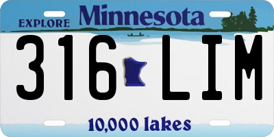 MN license plate 316LIM
