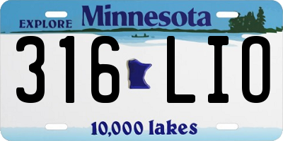 MN license plate 316LIO