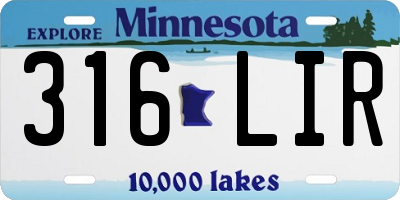 MN license plate 316LIR
