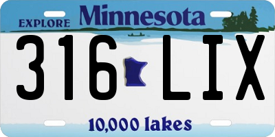 MN license plate 316LIX