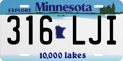 MN license plate 316LJI