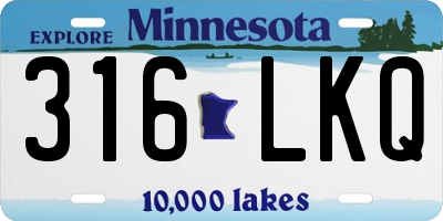 MN license plate 316LKQ