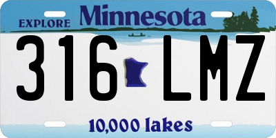 MN license plate 316LMZ