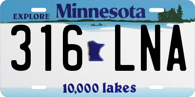 MN license plate 316LNA