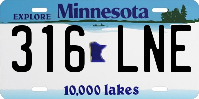 MN license plate 316LNE