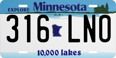 MN license plate 316LNO