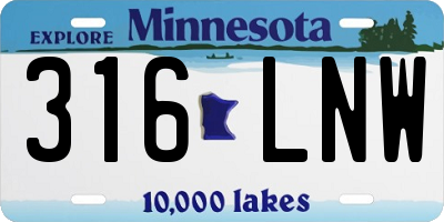 MN license plate 316LNW