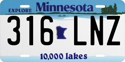 MN license plate 316LNZ