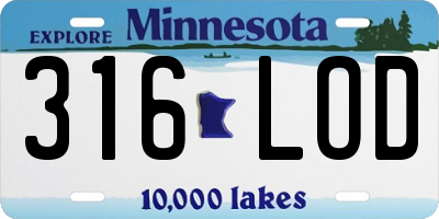 MN license plate 316LOD