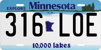 MN license plate 316LOE
