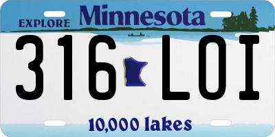 MN license plate 316LOI