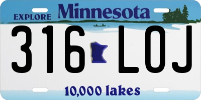 MN license plate 316LOJ