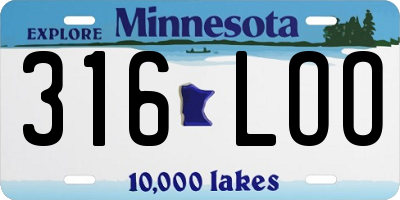 MN license plate 316LOO