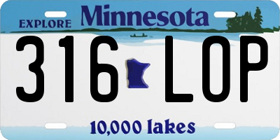 MN license plate 316LOP