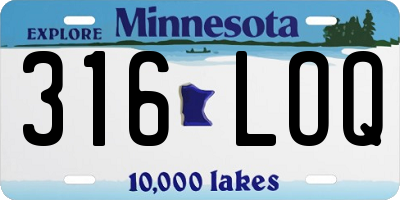 MN license plate 316LOQ