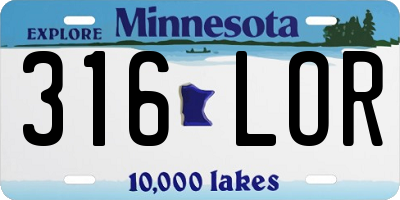 MN license plate 316LOR