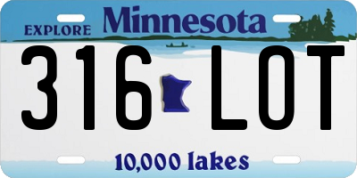 MN license plate 316LOT