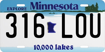 MN license plate 316LOU