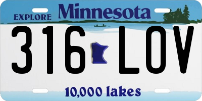 MN license plate 316LOV