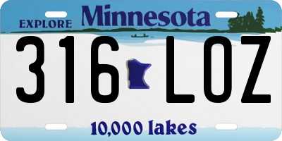MN license plate 316LOZ