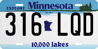 MN license plate 316LQD
