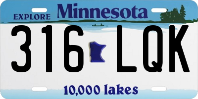 MN license plate 316LQK