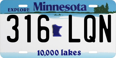MN license plate 316LQN