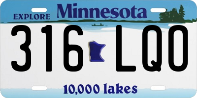 MN license plate 316LQO