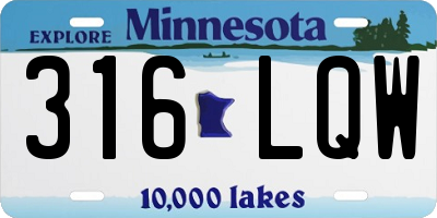 MN license plate 316LQW