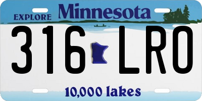 MN license plate 316LRO
