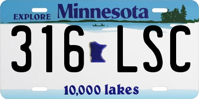 MN license plate 316LSC