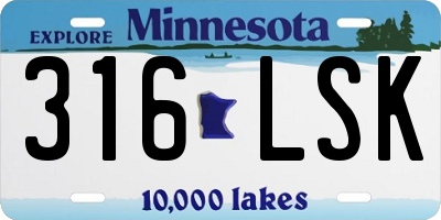MN license plate 316LSK