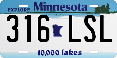MN license plate 316LSL