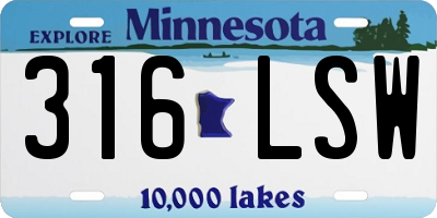 MN license plate 316LSW