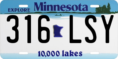 MN license plate 316LSY