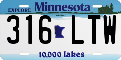 MN license plate 316LTW