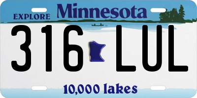MN license plate 316LUL