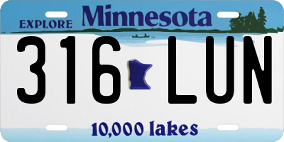 MN license plate 316LUN
