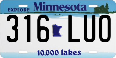 MN license plate 316LUO