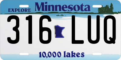 MN license plate 316LUQ