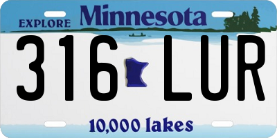 MN license plate 316LUR
