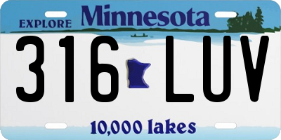 MN license plate 316LUV