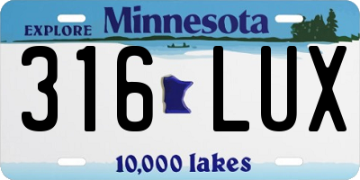MN license plate 316LUX