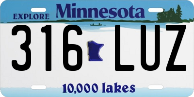 MN license plate 316LUZ