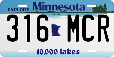 MN license plate 316MCR