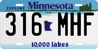 MN license plate 316MHF