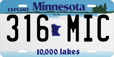 MN license plate 316MIC